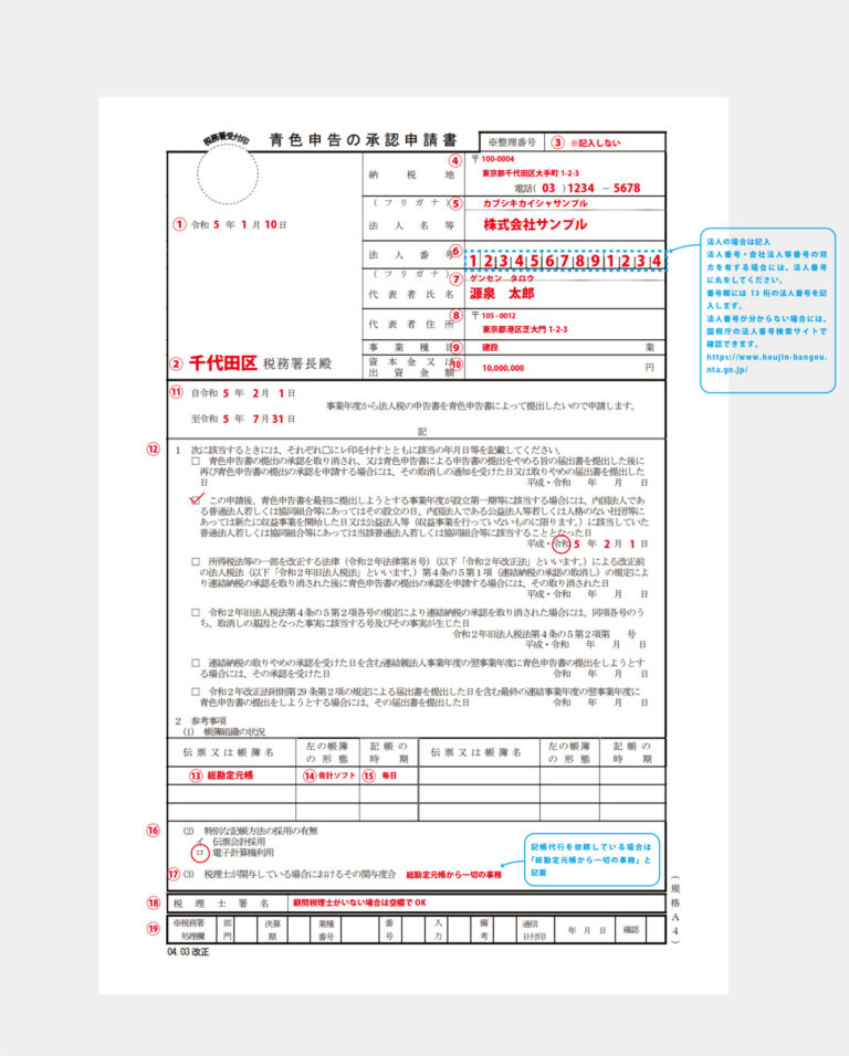 法人の青色申告承認申請書の記入方法|税務情報と税理士事務所検索 法人の青色申告承認申請書の記入方法|税務情報と税理士事務所検索